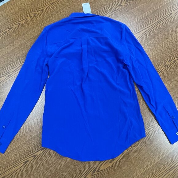 GINIA RTW  100% Silk Poppy Shirt in Cobalt - Size Small - NWT - Picture 2 of 8
